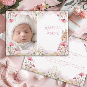 Anúncio de Nascimento de Bebê Coelhinha Floral Ros