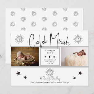 Anúncio de Nascimento de Bebê com Foto Vintage do 