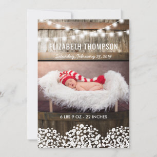 Anúncio de Nascimento de Bebê Country Rústico Doce