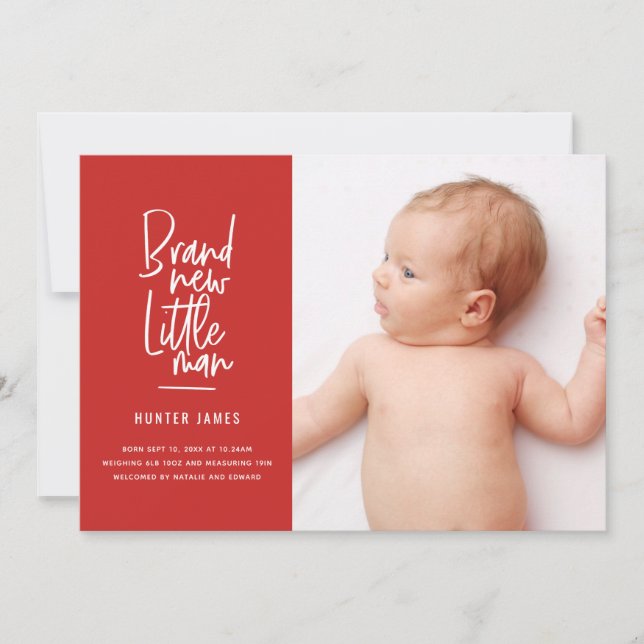 Anúncio de nascimento de bebê desenhado à mão mode (Frente)