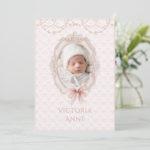 Anúncio de Nascimento de Bebê Menina Elegante Vint