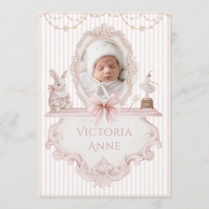 Anúncio de Nascimento de Bebê Menina Elegante Vint