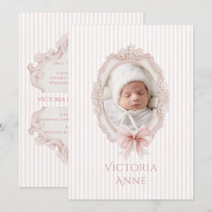 Anúncio de Nascimento de Bebê Menina Elegante Vint