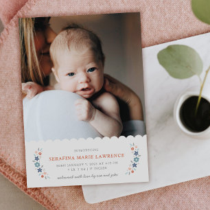 Anúncio de Nascimento de Bebê Menina Floral Doce A