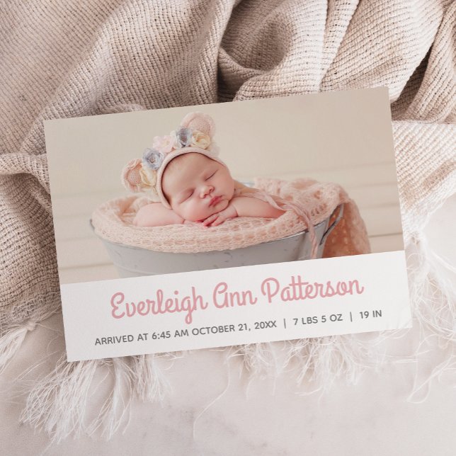 Anúncio de Nascimento de Bebê Menina Personalizado (Criador carregado)