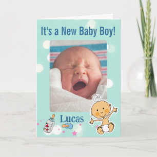 Anúncio de Nascimento de Bebê Menino Personalizado
