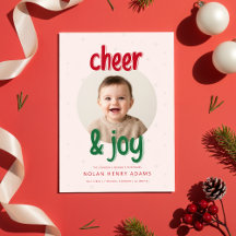 Anúncio de Nascimento de Bebê no Natal Alegria e F