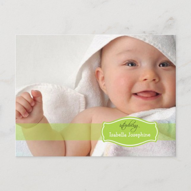 Anúncio de nascimento de bebê simplesmente elegant (Frente)