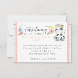 Anúncio de Nascimento de Bebê Vaca Floral Rústico 