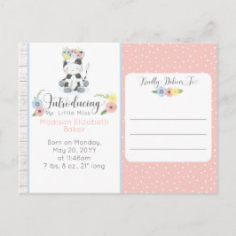 Anúncio de Nascimento de Bebê Vaca Floral Rústico 