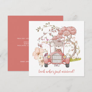 Anúncio de nascimento de Carro vintage de Esquilo 