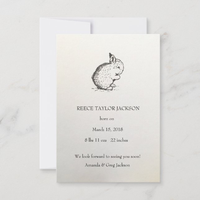 Anúncio de nascimento de coelho, clássico, tradici (Frente)