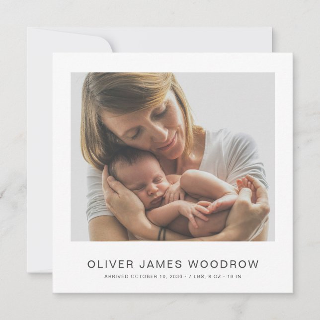 Anúncio de nascimento de colagem de 4 fotos minima (Frente)