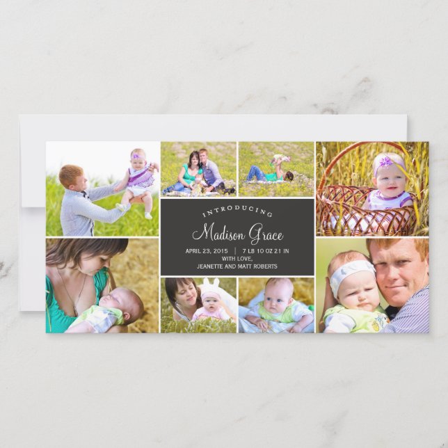 Anúncio de Nascimento de Colagem de na moda - Carv (Frente)