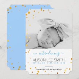 Anúncio de Nascimento de Confetti Dourado