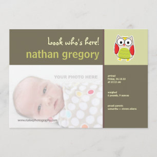 Anúncio de nascimento de coruja