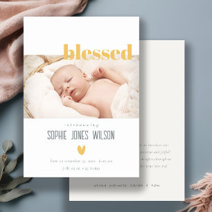 Anúncio de Nascimento de Foto Abençoado pelo Coraç