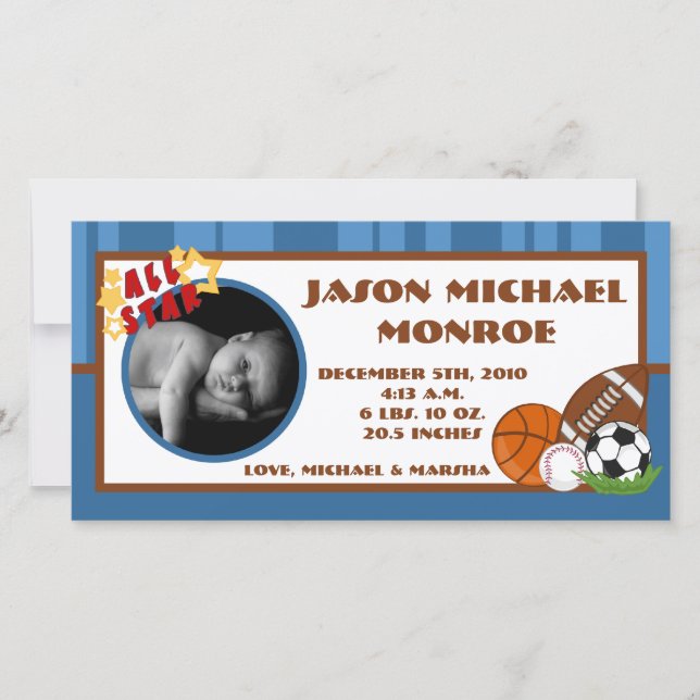 Anúncio de Nascimento de Foto Azul em 4x8 (Frente)