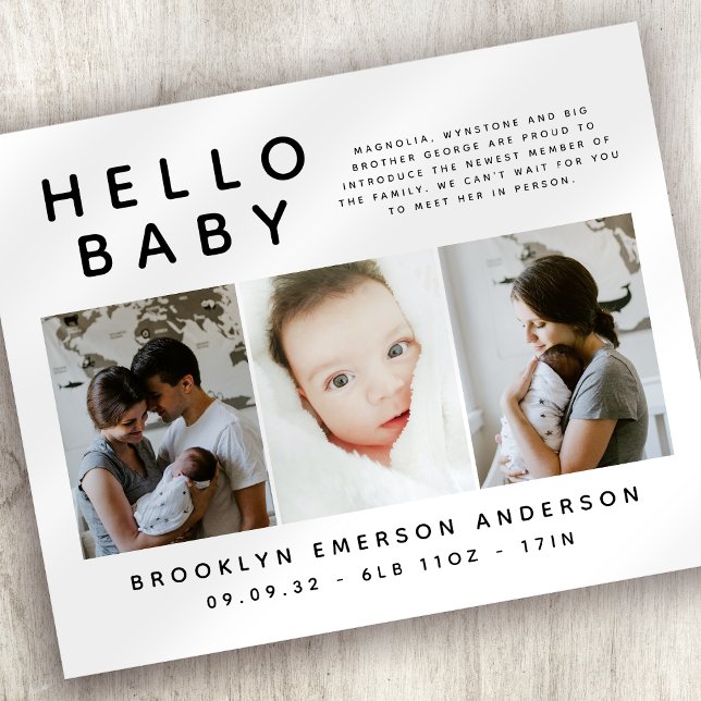 Anúncio de nascimento de Foto Branca Preta do ORÇA (Criador carregado)