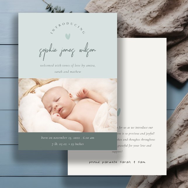 Anúncio de Nascimento de Foto com Script de Coraçã (Criador carregado)