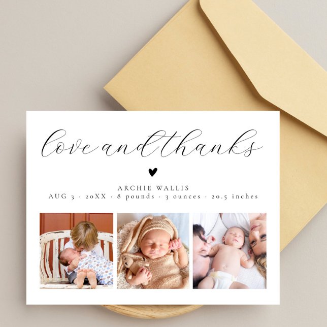 Anúncio de Nascimento de Foto de Bebê Chic e Obrig (Criador carregado)