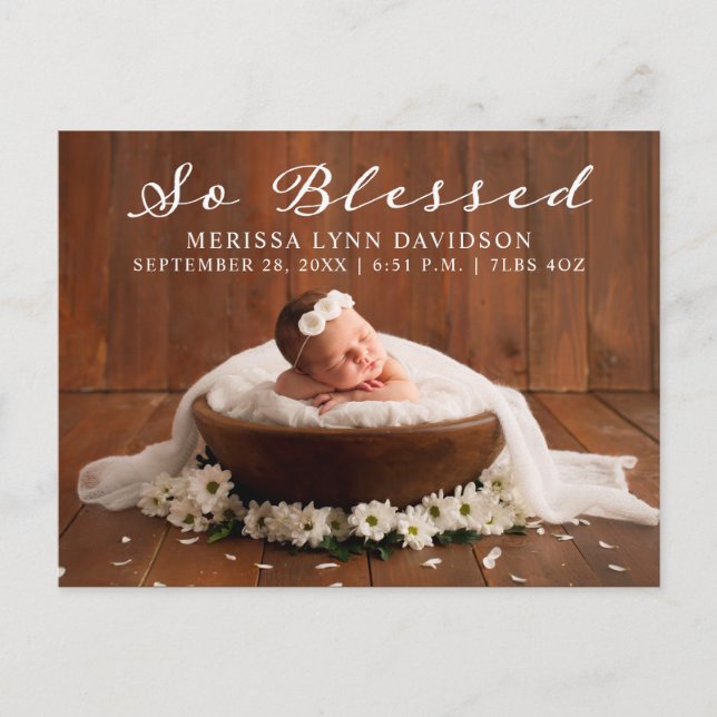 Anúncio de nascimento de foto de bebê legante (Frente)