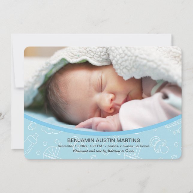 Anúncio de nascimento de Foto de Boas-Vindas (Frente)