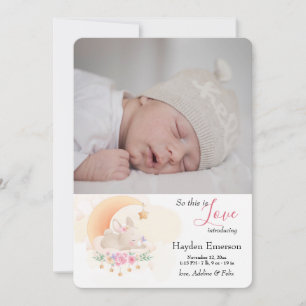 Anúncio de Nascimento de Foto de Bunny Dormindo