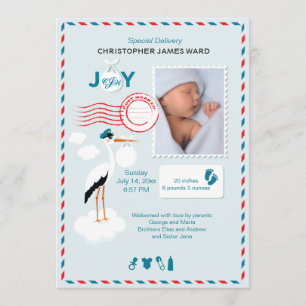 Anúncio de nascimento de foto de entrega especial
