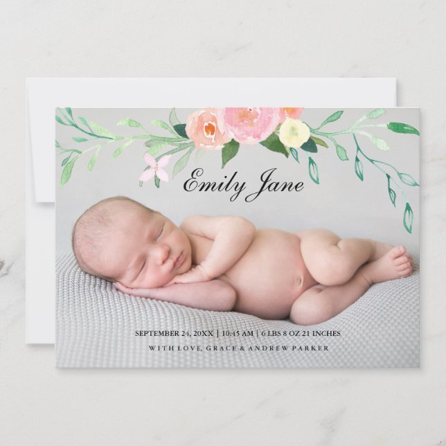 Anúncio de Nascimento de Foto de flor Selvagem de  (Frente)