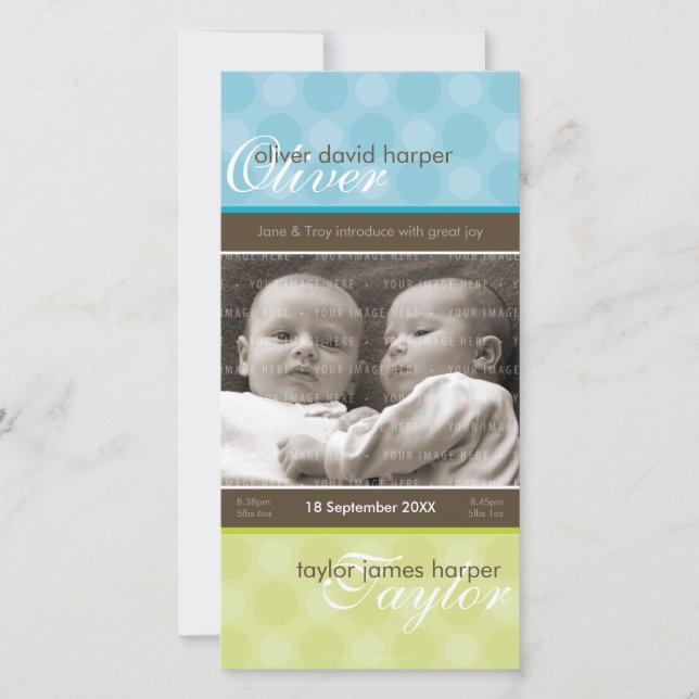 ANÚNCIO DE NASCIMENTO DE FOTO DE GÊMEOS: Harmonia  (Frente)