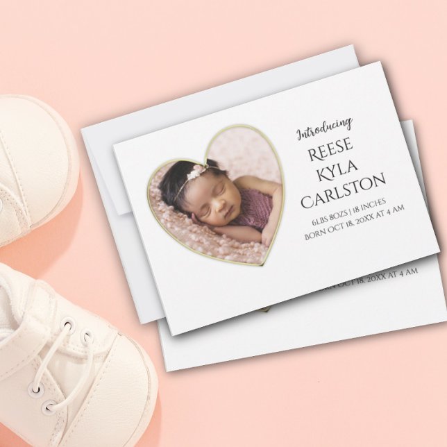 Anúncio de nascimento de Foto de Quadro Coração de (Criador carregado)