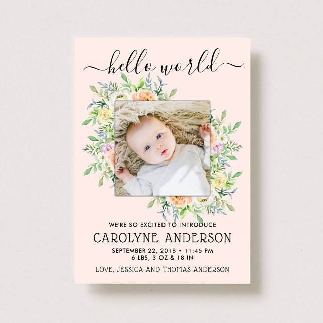 Anúncio de Nascimento de Foto de Quadro Floral na  (Criador carregado)