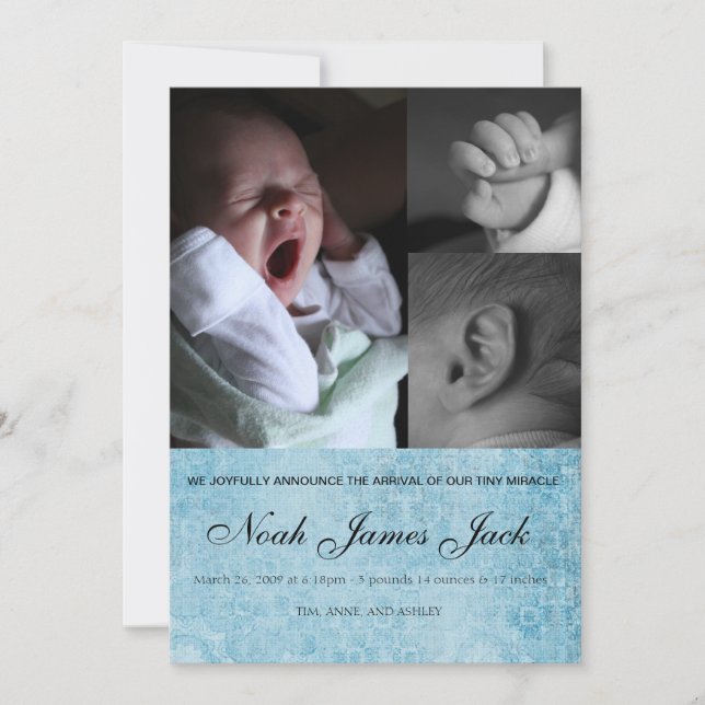 Anúncio de nascimento de foto do bebê (Frente)