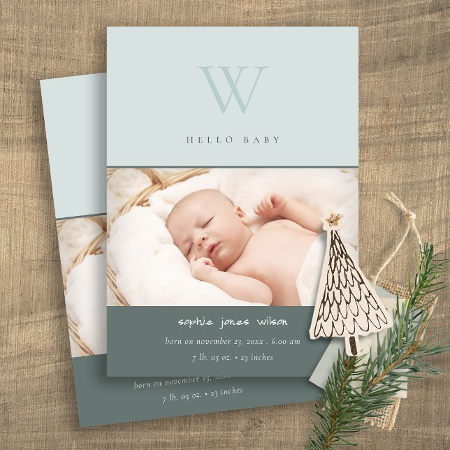 Anúncio de Nascimento de Foto do Monograma Mínimo  (Criador carregado)