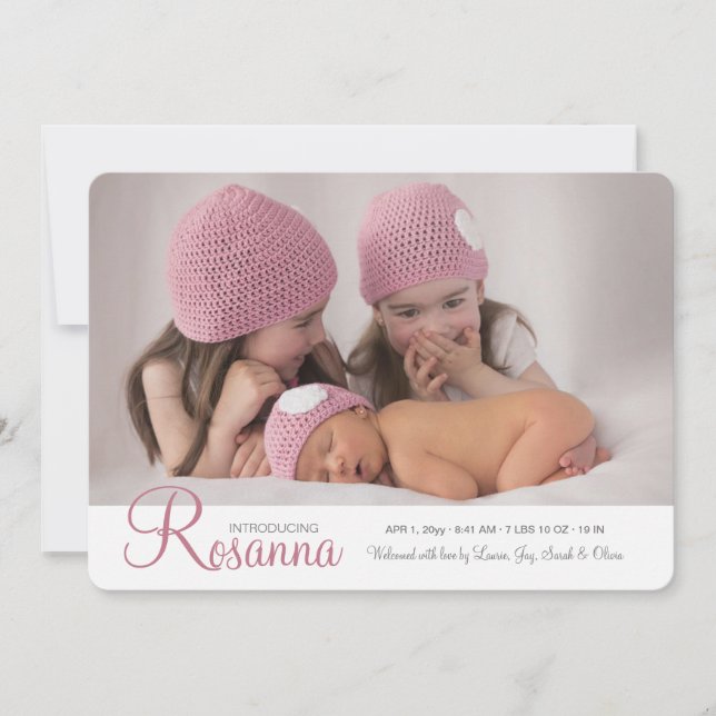 Anúncio de nascimento de foto do nome do bebê (Frente)