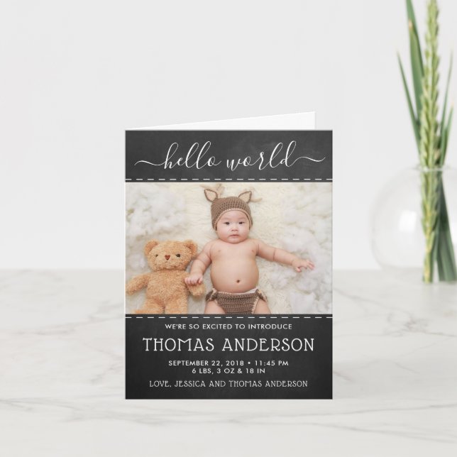 Anúncio de nascimento de Foto do Quadro Trendy (Frente)