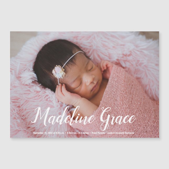 Anúncio de Nascimento de Foto do Script do Nome do (Frente)