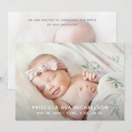 Anúncio de nascimento de Foto Duplo Simples e Clás