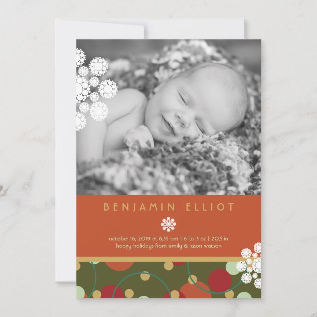 Anúncio de nascimento de Foto Festiva nos Círculos (Frente)