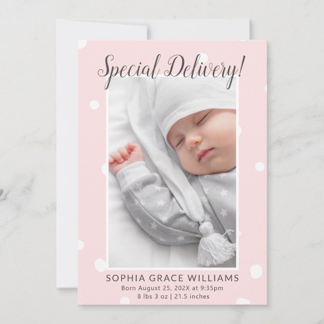 Anúncio de nascimento de Foto Gratuita de Entrega  (Frente)