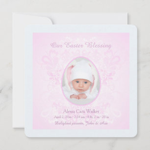 Anúncio de Nascimento de Foto Rosa de Bênção da pá