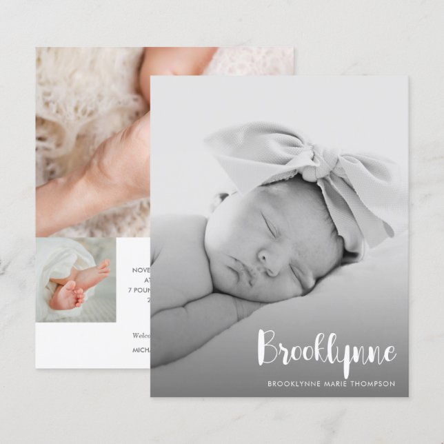 Anúncio de nascimento de Foto Simples de Orçamento (Frente/Verso)