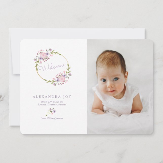 Anúncio de nascimento de Foto Wreath (Frente)