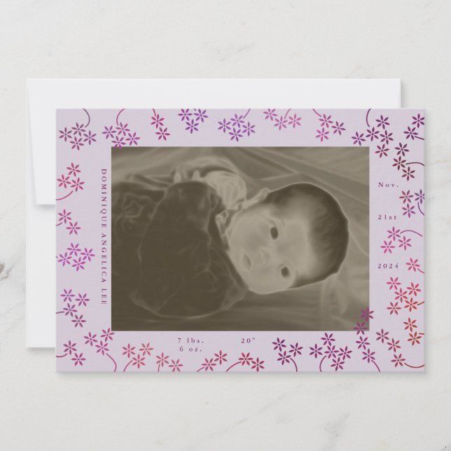 Anúncio de nascimento de fotografia Floral 2 (Frente)