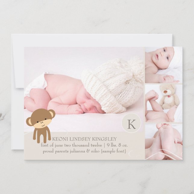 Anúncio de nascimento de fotos de macacos PixDezin (Frente)