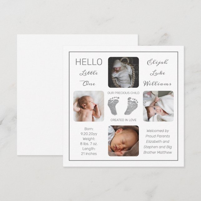 Anúncio de Nascimento de Fotos Múltiplas (Frente/Verso)