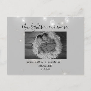 Anúncio de Nascimento de Gêmeos em Foto Preto e Br