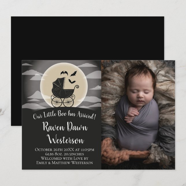 Anúncio de nascimento de Halloween de Carruagem de (Frente/Verso)