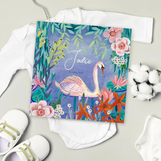 Anúncio de nascimento de pássaro cisne bonito